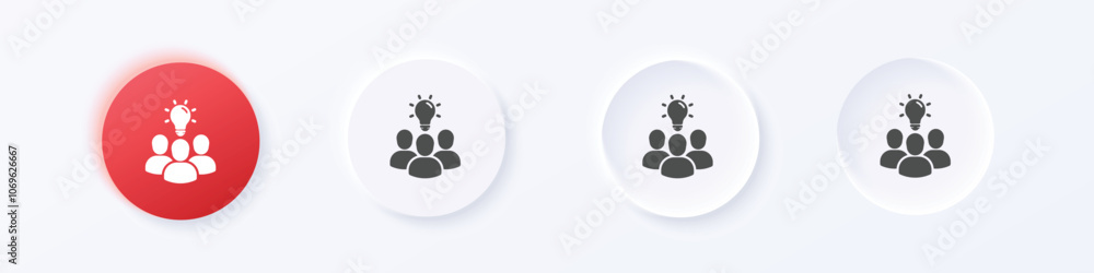 Brainstroming icon. Neumorphism round style button design vector Brainstroming icon. Neumorphism round style button design vector