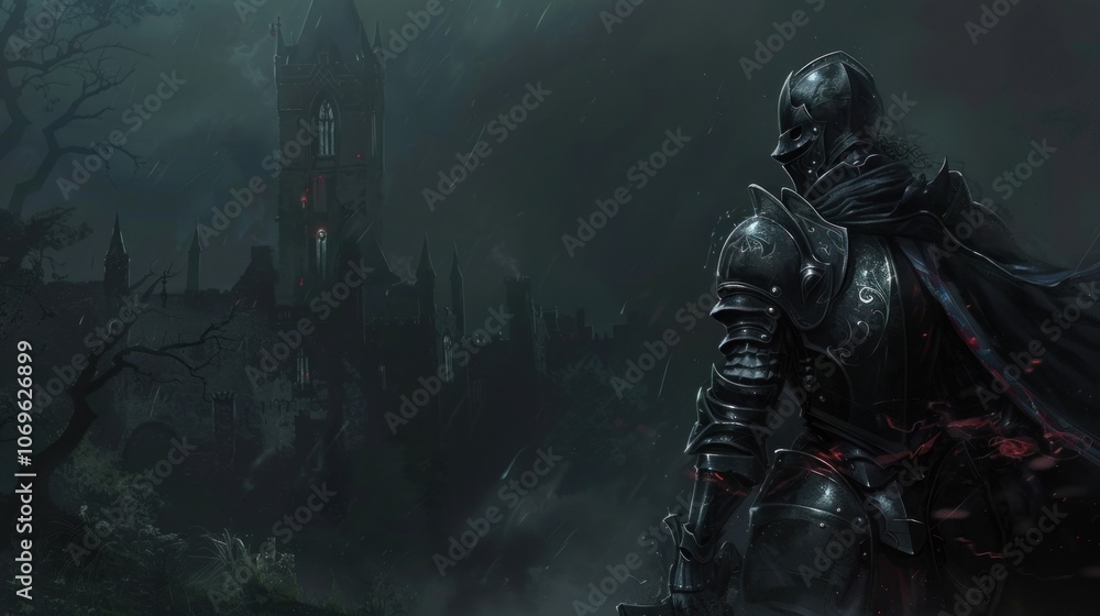 Fototapeta premium Background of knight carrying sword, AI generated image