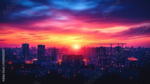 Wallpaper Mural Collection of building cranes in silhouette, depicting industrial construction work. Torontodigital.ca