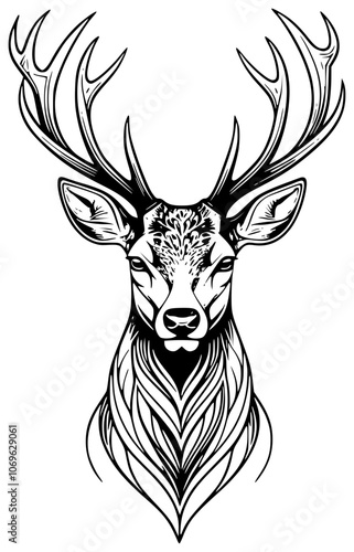 Vector reindeer for Christmas, winter, animals and haunting themes and concepts.  photo