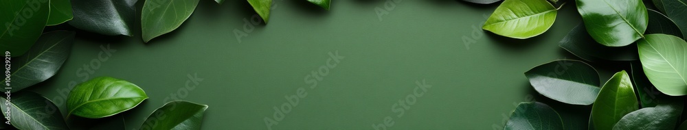 Green Leaf Frame on Dark Background for Nature Themes Green Leaf Frame on Dark Background for Nature Themes