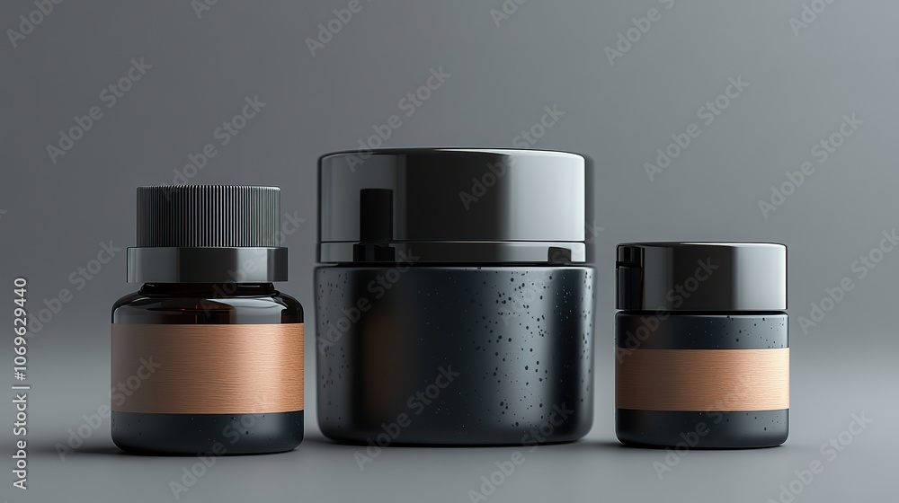 Cosmetic product set including lotion and cream jar, realistic containers for skincare products. Cosmetic product set including lotion and cream jar, realistic containers for skincare products.