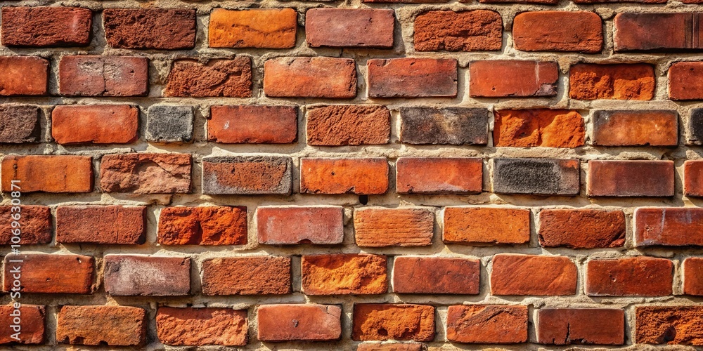 Obraz premium A Detailed Closeup of a Weathered Brick Wall, Showing the Rich Texture and Color Variations of the Aged Bricks and Mortar
