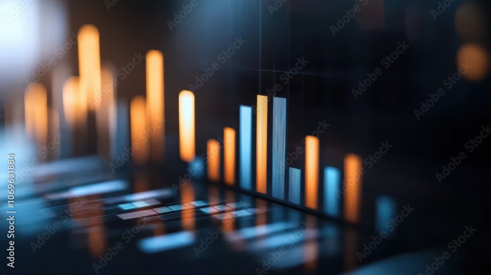 Abstract digital data visualization with glowing bar graphs Abstract digital data visualization with glowing bar graphs