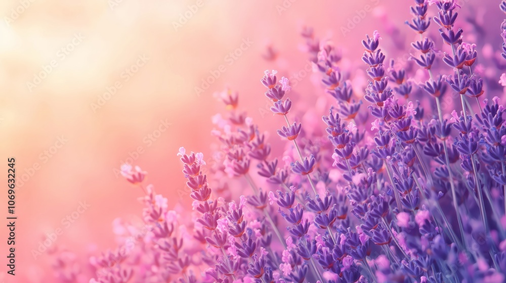 Pastel Gradient Background with Lavender Blooms Pastel Gradient Background with Lavender Blooms