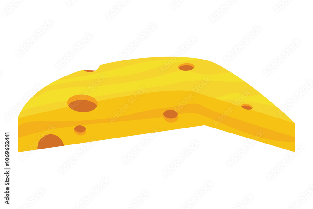 A playful cartoon illustration of a yellow cheese wedge with various holes. Its smooth texture and vibrant color perfectly capture the essence of cheese A playful cartoon illustration of a yellow cheese wedge with various holes. Its smooth texture and vibrant color perfectly capture the essence of cheese