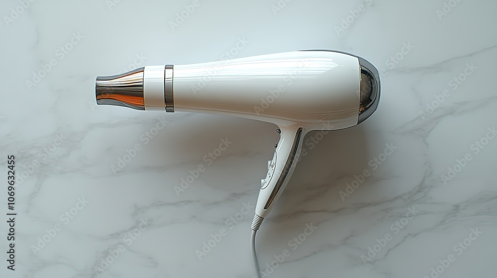 Fototapeta premium Electric hairdryer on a white background, suitable for personal or salon use.