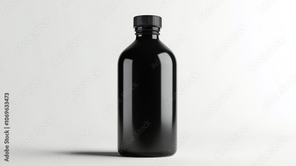 Mockup of black plastic bottle on white background. Mockup of black plastic bottle on white background.