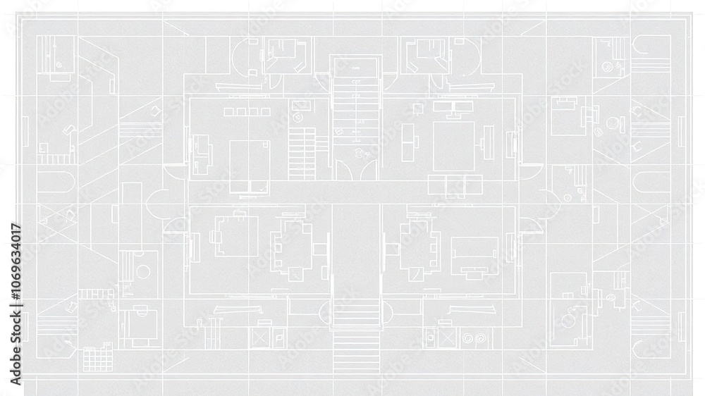 Naklejka premium Abstract blueprint floor plan of clean architecture design, style, background