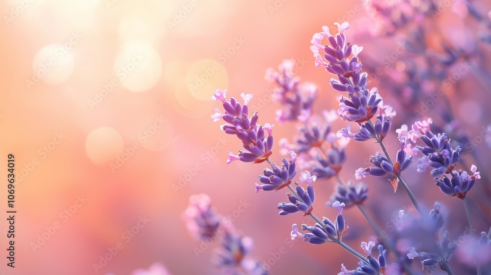 Pastel Gradient Background with Lavender Flowers Pastel Gradient Background with Lavender Flowers