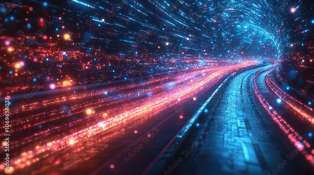 Fiber optic cables in a vector design represent high-speed internet and data transfer technology innovations. Fiber optic cables in a vector design represent high-speed internet and data transfer technology innovations.