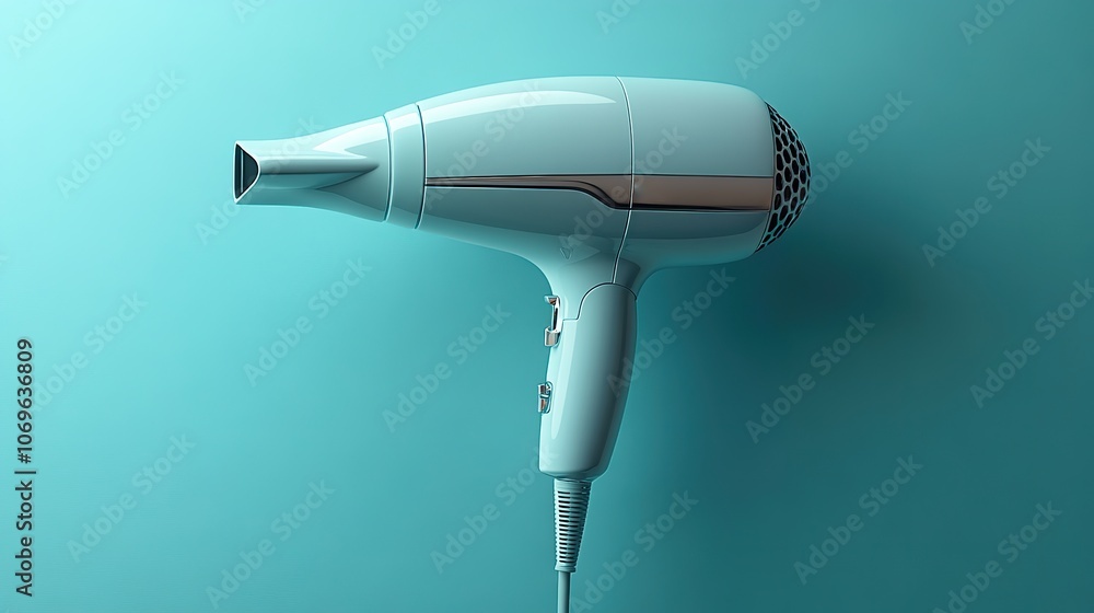 Fototapeta premium Hairdryer designed for salon and home use, displayed in a realistic 3D illustration.
