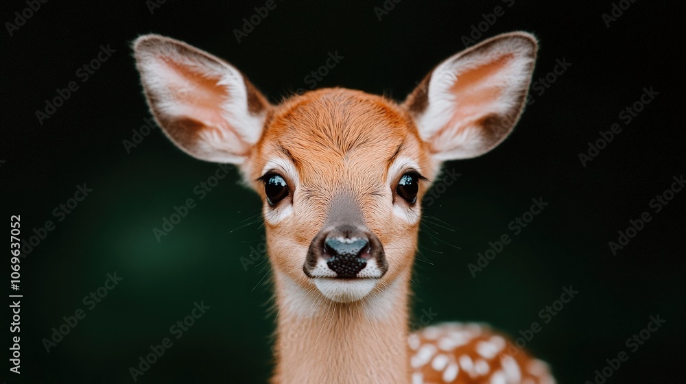 Closeup Portrait of a Cute Baby Deer with Large Ears Wildlife Photography Closeup Portrait of a Cute Baby Deer with Large Ears Wildlife Photography