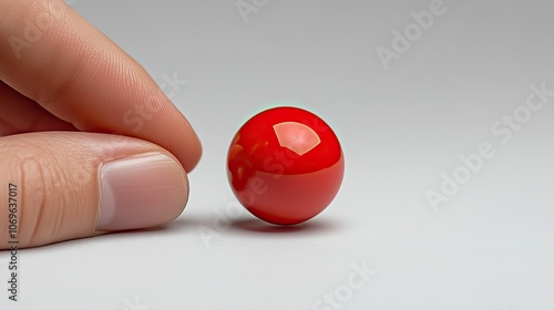 Hand flicking a red game piece against a white background, symbolizing elimination or competitive exclusion.