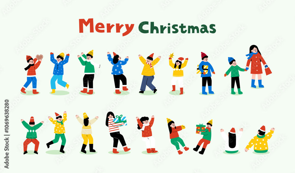 Collection of children in Merry Christmas Collection of children in Merry Christmas