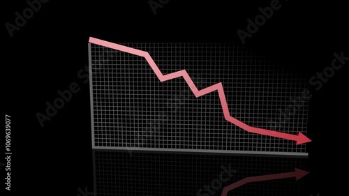 Stock down red arrow with graph