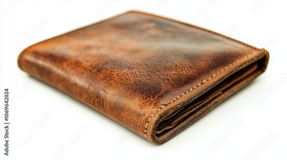 Leather wallet sleek minimalist design isolated white background detailed textures craftsmanship. AI generated Leather wallet sleek minimalist design isolated white background detailed textures craftsmanship. AI generated