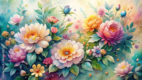 A Lush Garden of Delicate Blossoms in Vibrant Hues, Their Petals Unfurling in a Symphony of Color and Form