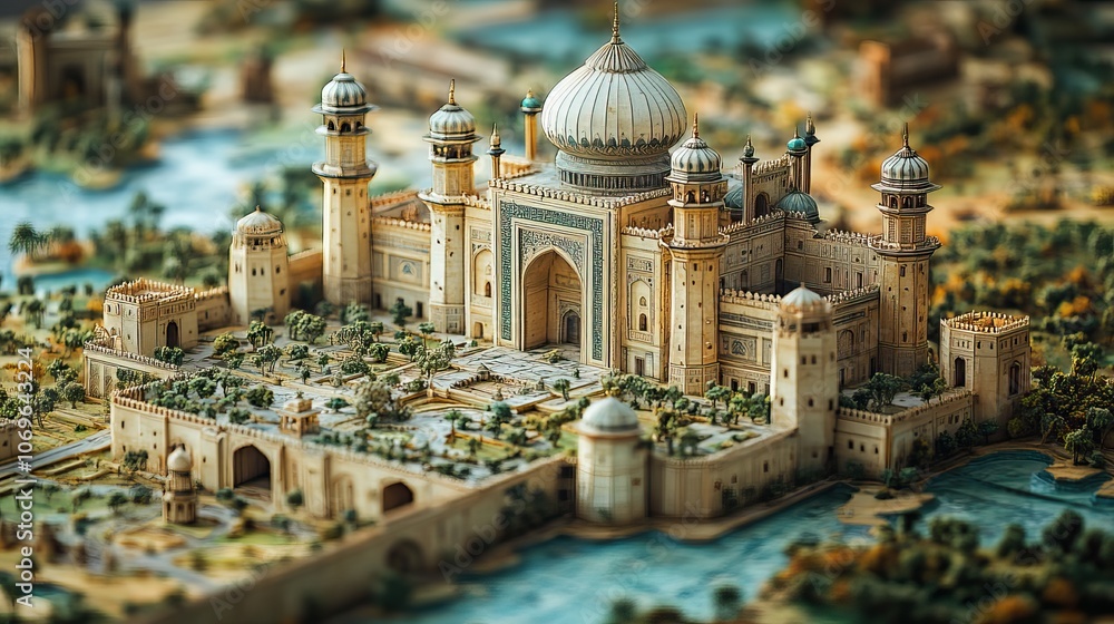 Obraz premium Pakistan Day monuments placed on a country map, celebrating key national events with visual significance.