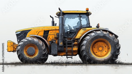 Premium vector of a farm tractor, showcasing its essential agricultural transport features in great detail.