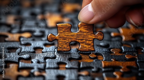 Problem-solving and logical thinking are showcased as a hand places the final wooden puzzle piece, symbolizing task completion and decision-making.