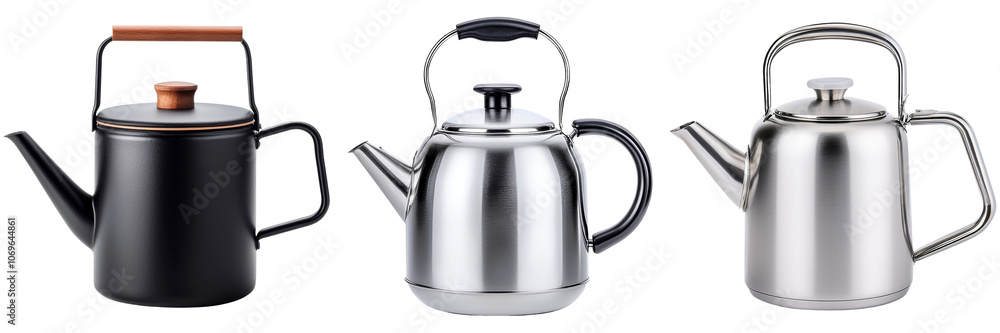 Obraz premium Stylish Collection of Modern Teapots in Sleek Designs for Tea Lovers