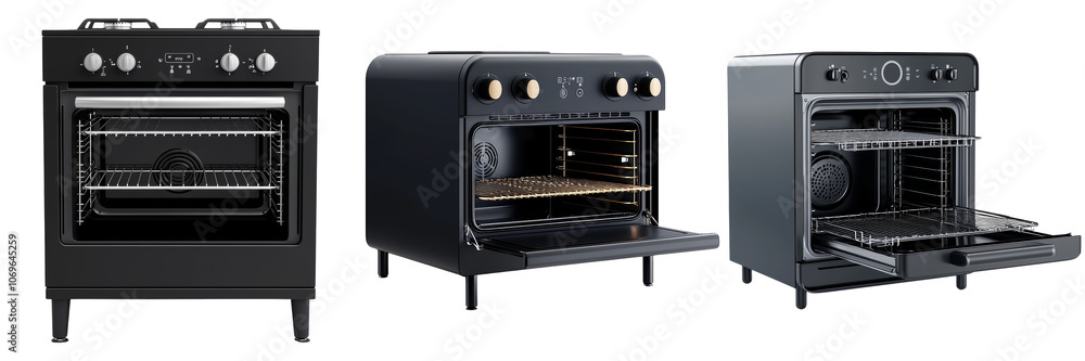 Fototapeta premium Modern Black Ovens Showcasing Sleek Design for Contemporary Kitchens