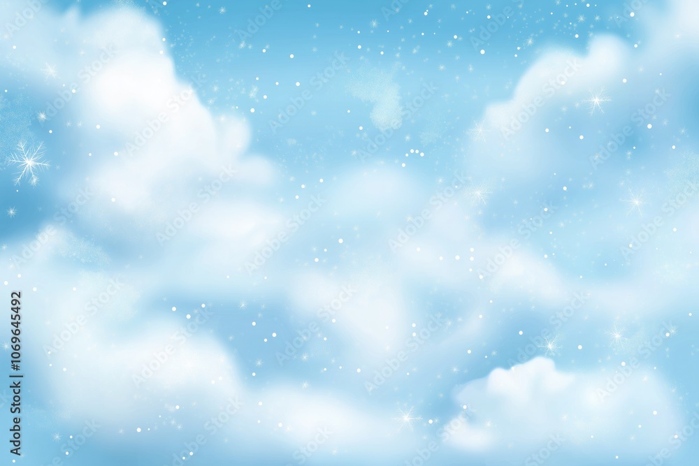 Winter Wonderland Cloud Flat Illustration with Watercolor Sky and Snowflakes Winter Wonderland Cloud Flat Illustration with Watercolor Sky and Snowflakes