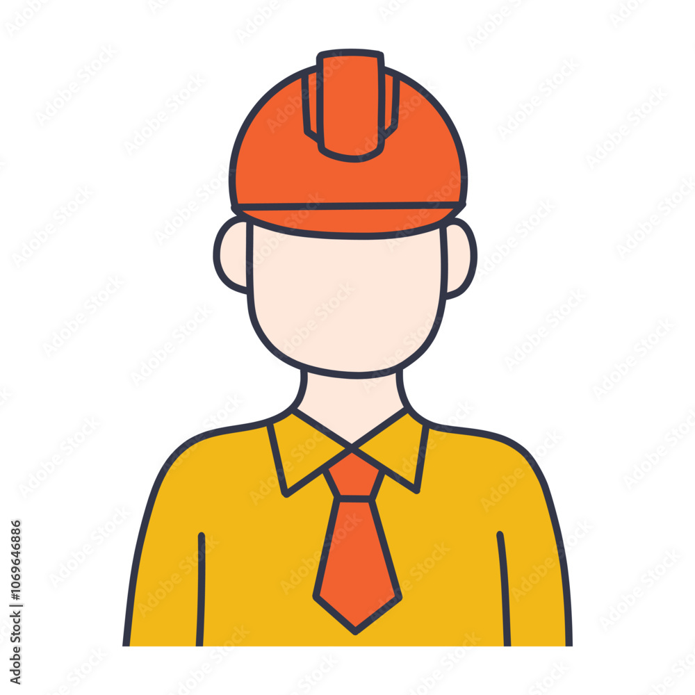 Simple line design of a construction worker avatar wearing a safety helmet, representing professional labor and safety protocols. Simple line design of a construction worker avatar wearing a safety helmet, representing professional labor and safety protocols.
