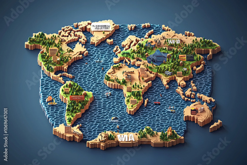 Obraz na płótnie discover the beauty of a detailed 3d world map model for art and education w salonie