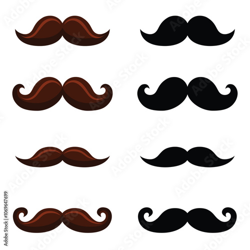 Set of moustache vector