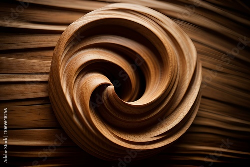 Wooden textures forming a fluid, flowing design. photo