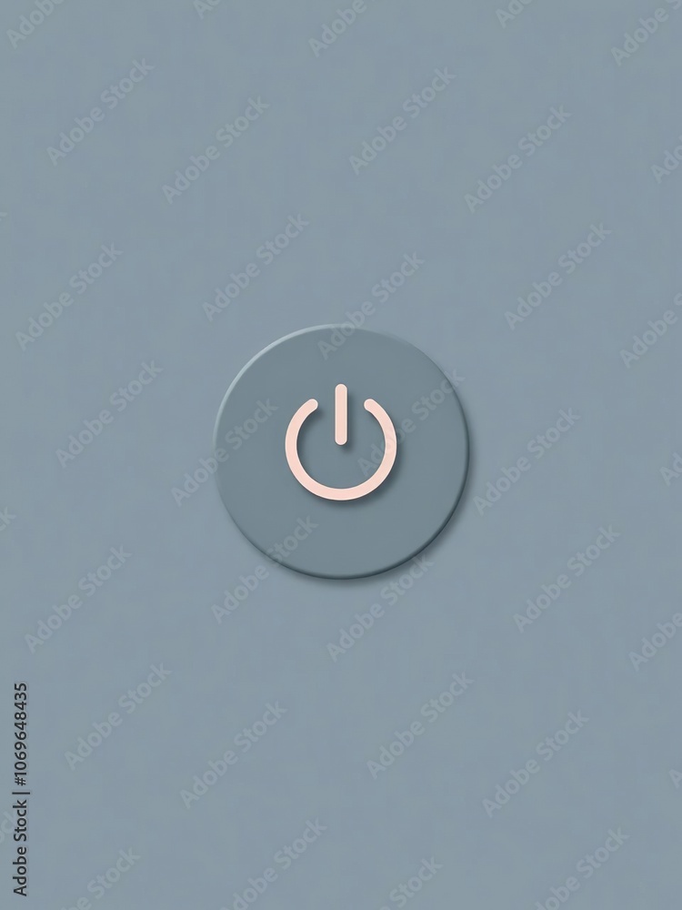 A minimalist flat icon depicting a power button symbol, suitable for apps and websites, graphic, technology