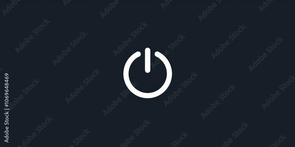 A minimalist flat icon of a power button symbolizing turning power on or off for apps and websites, shutdown, startup A minimalist flat icon of a power button symbolizing turning power on or off for apps and websites, shutdown, startup