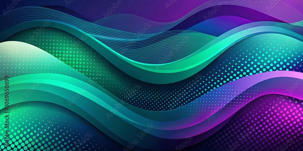 Abstract Digital Art Vibrant Flowing Waves with Dotted Background Abstract Digital Art Vibrant Flowing Waves with Dotted Background