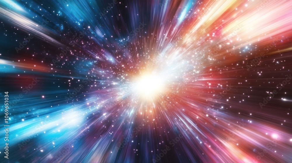 A vibrant cosmic explosion of light and color, representing the vastness of the universe. A vibrant cosmic explosion of light and color, representing the vastness of the universe.