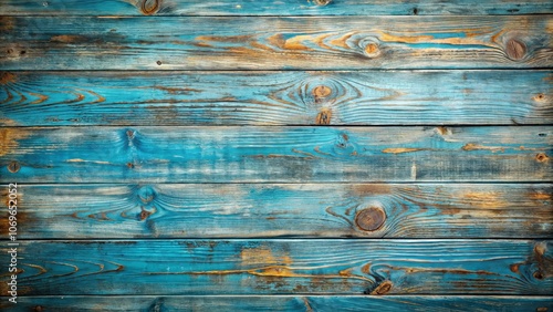 Wallpaper Mural A weathered wooden surface with horizontal planks, painted in a faded blue hue, revealing the natural wood grain and texture beneath Torontodigital.ca