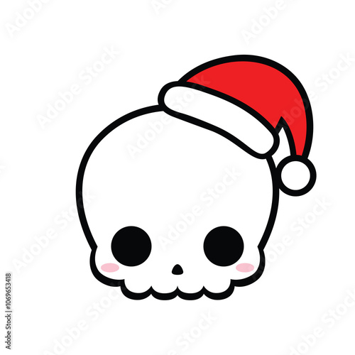 Cute Skull wearing santa hat