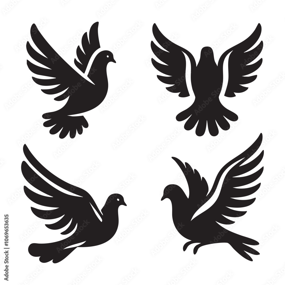 Obraz premium Silhouette set of dove