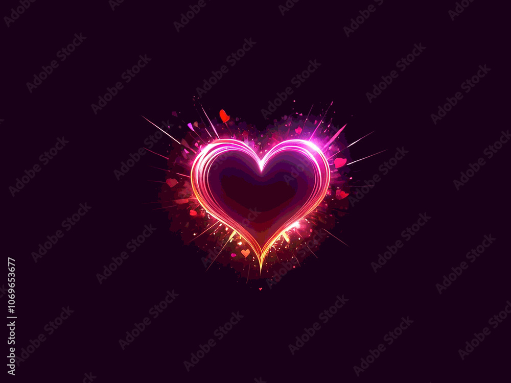 Abstract of sillhouette Glowing Love heart shining. Valentine card illustration Abstract of sillhouette Glowing Love heart shining. Valentine card illustration