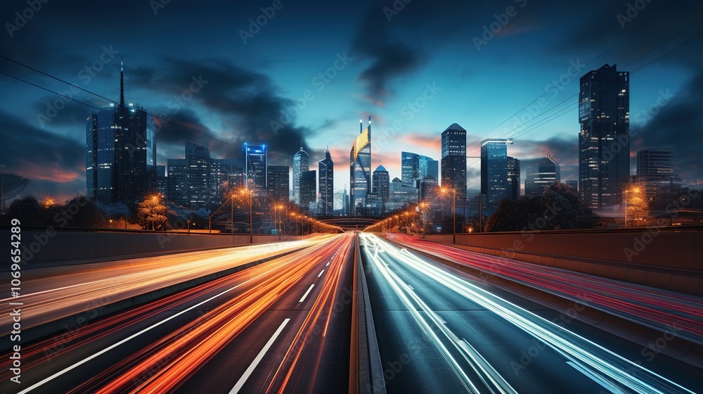 Fototapeta premium Cityscape with Light Trails