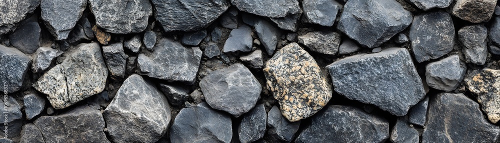 A Close-Up View of a Wall Constructed From Rough, Gray Rocks A Close-Up View of a Wall Constructed From Rough, Gray Rocks