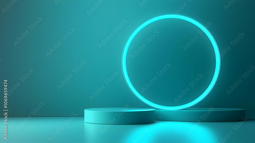 Blue Neon Circle Abstract 3D Background Blue Neon Circle Abstract 3D Background