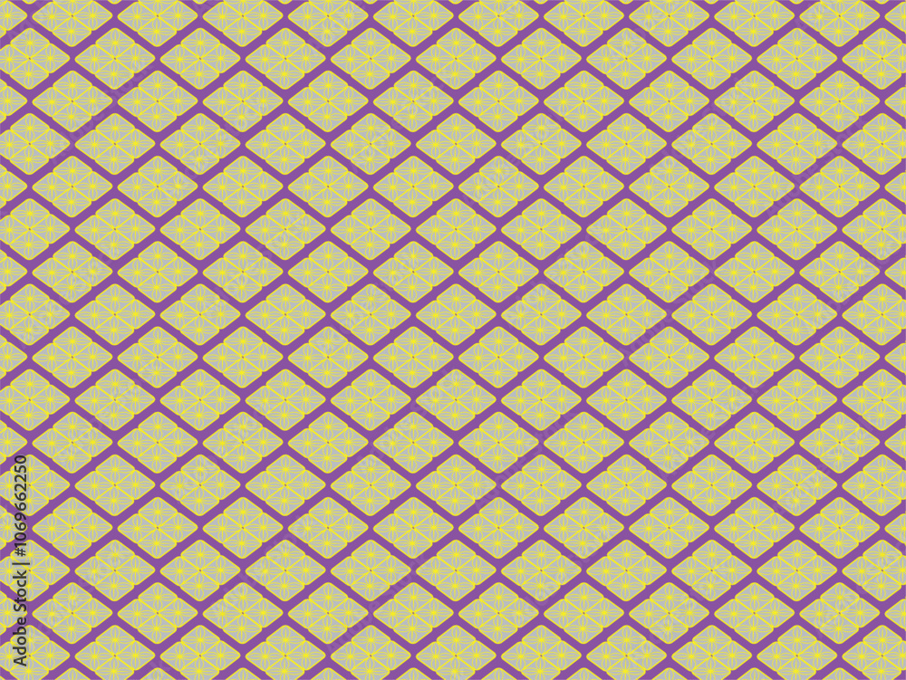 Naklejka premium a purple diamond patterned background with a gold diamond pattern.