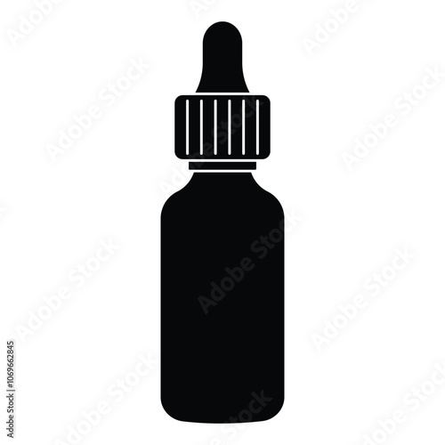 Oil bottle with dropper. Cosmetic serum glass bottle with eye drop isolated on white. Clear glass dropper bottles set for essential aroma. Facial collagen vial, luxury health product with pipette
