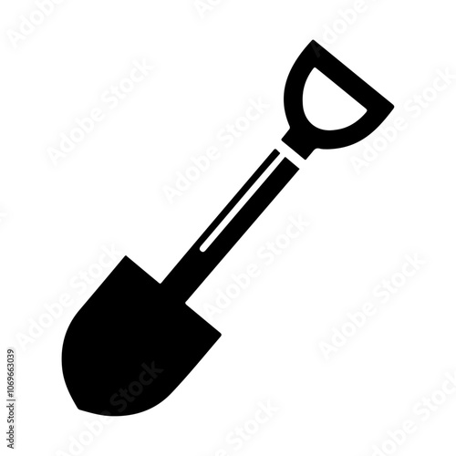 Gardening steel handle metal shovel vector icon design