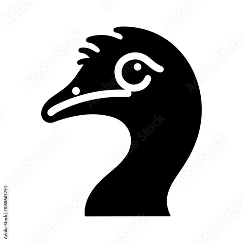 Ostrich's head black silhouette vector icon design