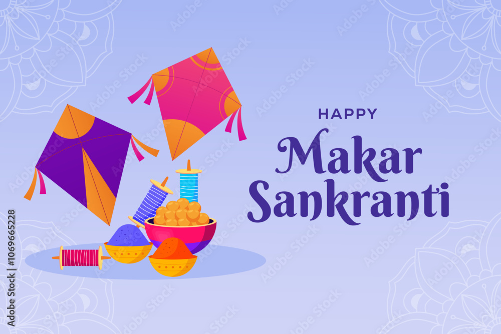 Fototapeta premium gradient makar sankranti indian festival background illustration