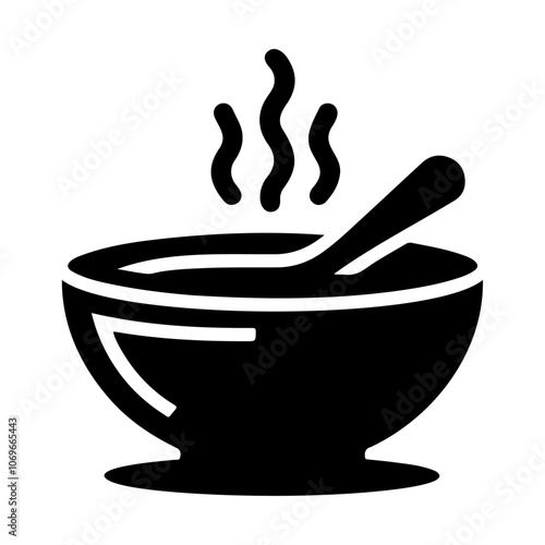 Black silhouette rice bowl vector icon design