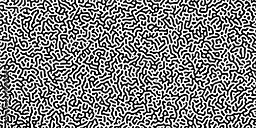 Organic seamless patterns with rounded lines Diffusion reaction background. Monochrome background of natural organic forms motion. Overlay template abstract Turing organic wallpaper background.